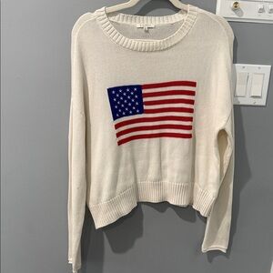 Z Supply Ivory Sweater with Flag Design